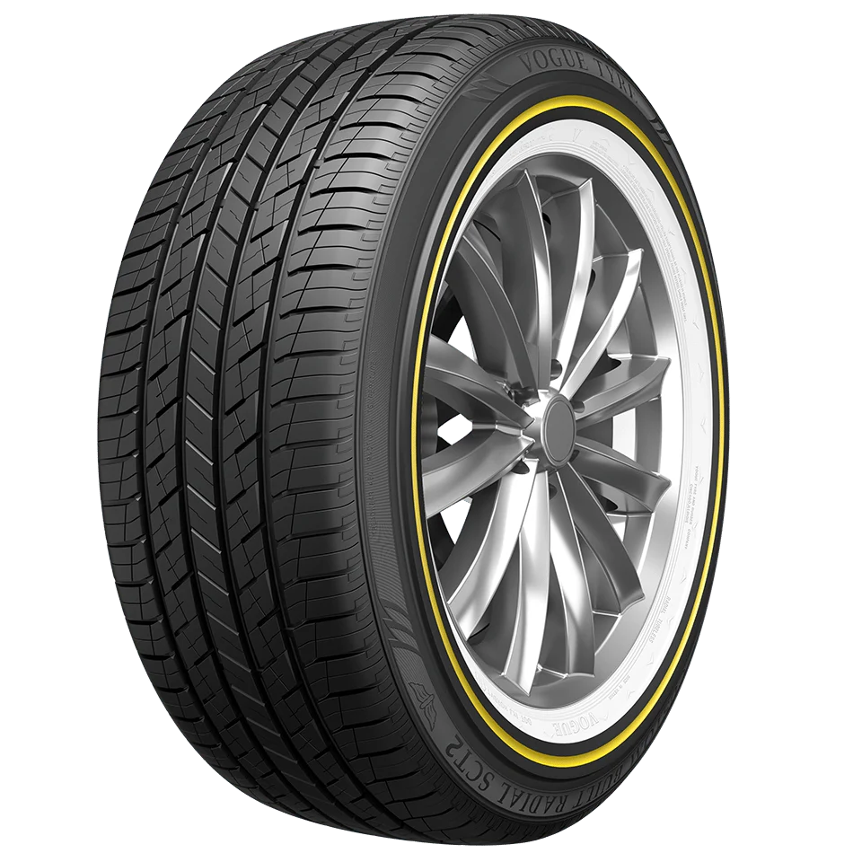 Vogue Custom Built Radial SCT2 Light Truck Tire 235/55R20 with White and Gold Finish